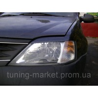Накладки на фары (реснички) Dacia Logan (под покраску)
