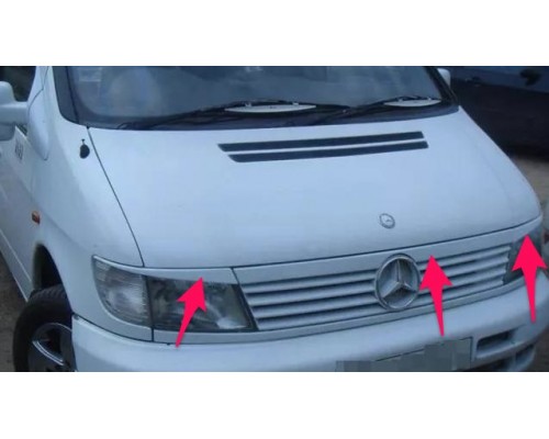 Верхняя планка над решеткой и реснички Mercedes Vito W638 (под покраску) - 9064-00