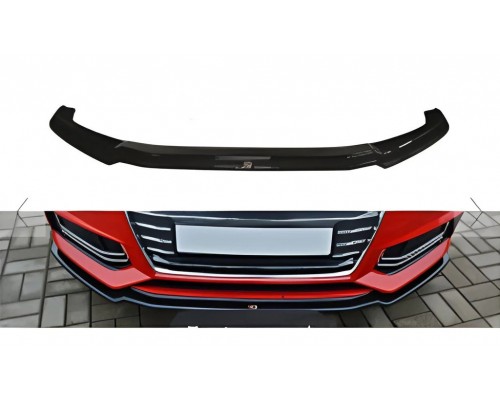 Передняя Lip накладка DPT V-1 (2016-2019, черный глянец) для Ауди A4 B9