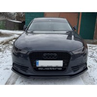 Передняя Lip накладка DPT V-2 (черный глянец) для Ауди A6 C7 2011-2017 гг