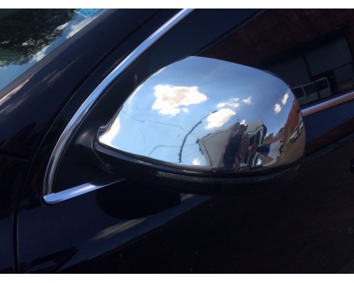 Накладки на зеркала (2 шт) OmsaLine, нержавейка для Audi Q7 2005-2015 - 47695-11