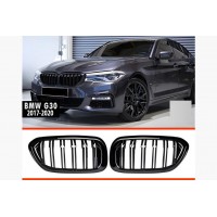 Решетка радиатора (2017-2020, черный глянец) для BMW 5 серия G30/31