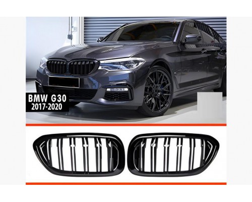 Решетка радиатора (2017-2020, черный глянец) для BMW 5 серия G30/31