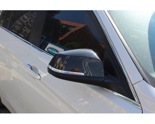 Накладки на дзеркала (2 шт, натуральний карбон) для BMW X1 E-84 2009-2015 - 47970-11