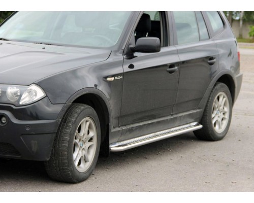 Бічні пороги KB001 (нерж) 60 мм для BMW X3 E-83 2003-2010