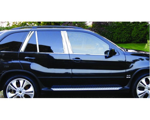 Молдинги стоек дверных (8 шт, нерж.) для BMW X5 E-53 1999-2006 - 47945-11