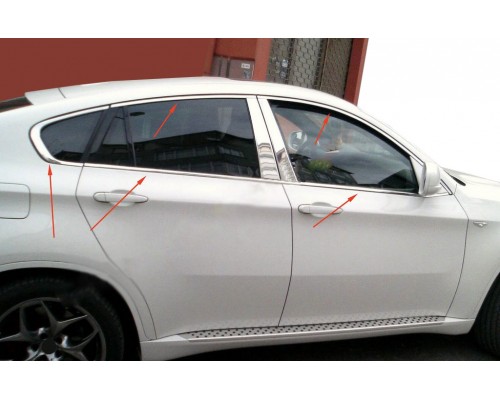 Повна окантовка скла (10 шт, нерж.) для BMW X6 E-71 2008-2014 - 48276-11