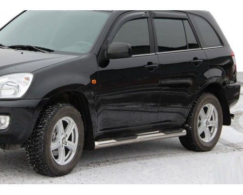 Бічні труби (2 шт., нерж.) Ø60 із пластиковими вставками для Chery Tiggo I 2005-2014