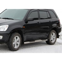 Бічні труби (2 шт., нерж.) Ø70 із пластиковими вставками для Chery Tiggo I 2005-2014
