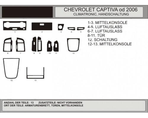 Накладки на панель (Hartman) Горіх для Chevrolet Captiva 2006+ та 2011+ - 52357-11