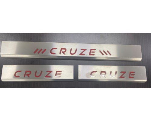 Накладки на пороги (4 шт, красные) для Chevrolet Cruze 2009+ - 63883-11