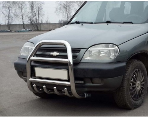 Кенгурятник QT007 (нерж) для Chevrolet Niva