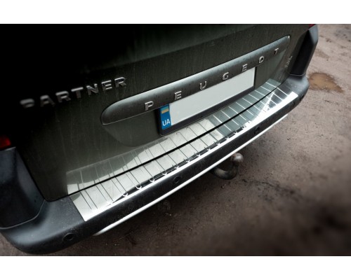 Накладки на задній бампер Carmos (нерж.) для Citroen Berlingo 2008-2018 - 55856-11