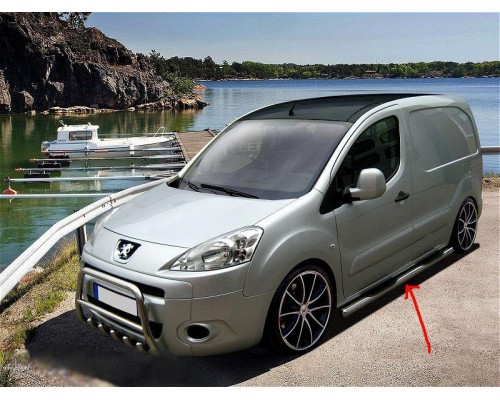 Бічні труби (2 шт., нерж.) 70мм, з пластиковими підніжками для Citroen Berlingo 2008-2018