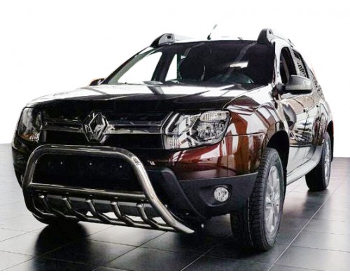 Кенгурятник без напису WT003 (нерж.) для Dacia Duster 2008-2018