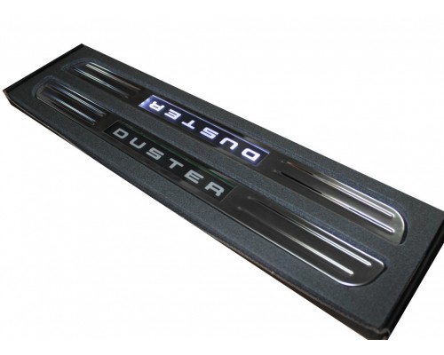 Беспроводные пороги с подсветкой (2 шт, нерж) для Dacia Duster 2008-2018 - 50392-11