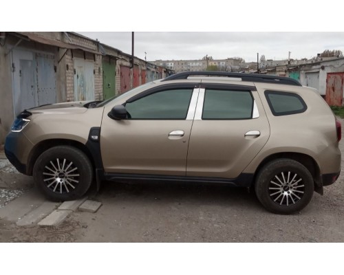 Молдинг дверных стоек (6 шт, нерж.) для Dacia Duster 2008-2018 - 50348-11