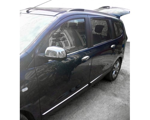 Накладки на зеркала (2 шт, нерж.) OmsaLine - Итальянская нержавейка для Dacia Lodgy 2013+ - 56562-11