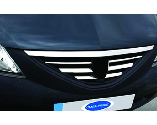 Накладки на решетку радиатора (нерж.) Carmos - Турецкая сталь для Dacia Logan II 2008-2013