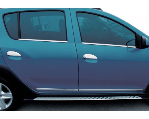 Накладки на ручки (4 шт., нерж.) OmsaLine - Итальянская нержавейка для Dacia Logan III 2013+ - 53349-11