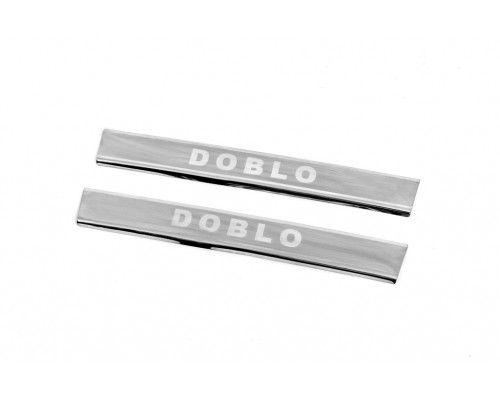 Накладки на дверные пороги V3 (Carmos, 2 шт, нерж.) для Fiat Doblo II 2005+ - 80391-11