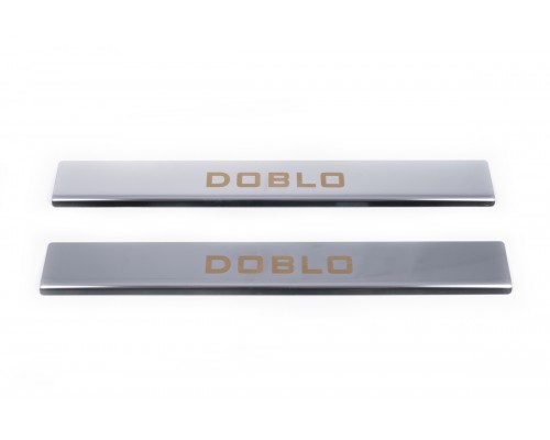 Накладки на дверні пороги (Carmos, 2 шт, нерж.) для Fiat Doblo II 2005+ - 49771-11