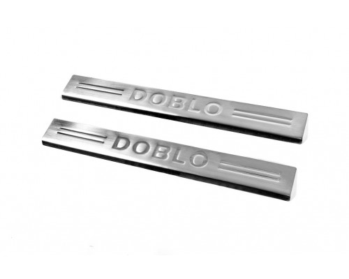 Накладки на дверные пороги V4 (Carmos, 2 шт, нерж.) для Fiat Doblo II 2005↗ гг. - 80392-11