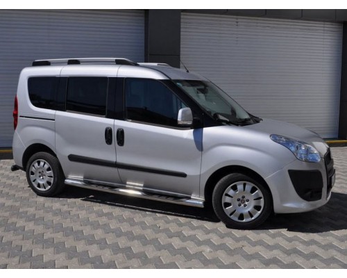 Бічні труби (2 шт., нерж.) 60мм, Максі база для Fiat Doblo III nuovo 2010+ та 2015+ - 51854-11