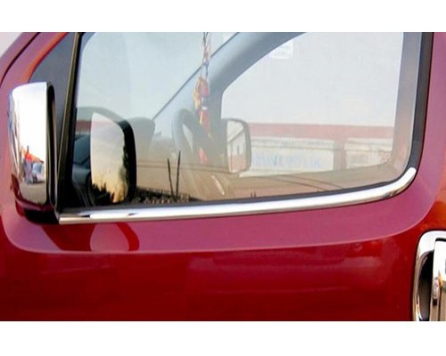 Зовнішня окантовка скла (2 шт, нерж.) OmsaLine - Італійська нержавіюча сталь для Fiat Fiorino/Qubo 2008+ - 56260-11