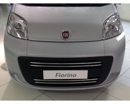 Fiat Fiorino / Qubo 2008+ Накладки на решітку (4 частини, нерж.) OmsaLine - Італійська нержавіюча сталь - 53465-11