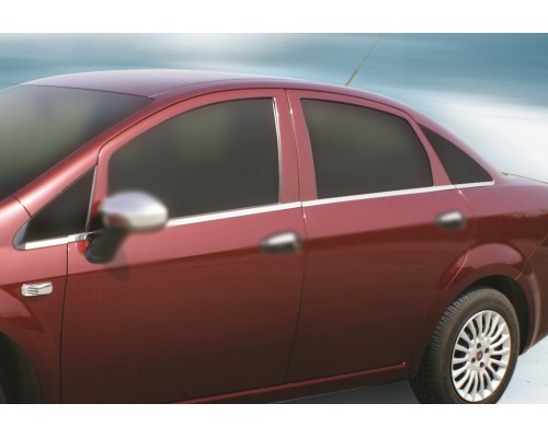 Наружная окантовка окон (8 част., нерж) Carmos - Турецкая сталь для Fiat Linea 2006-2018