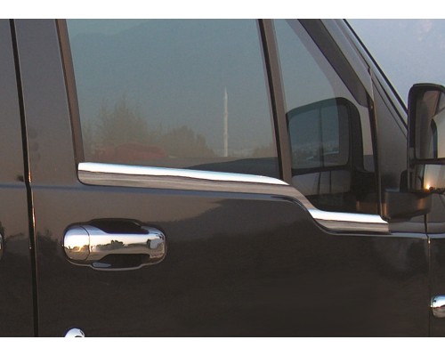Наружняя окантовка стекол (2 шт, нерж.) OmsaLine - Итальянская нержавейка для Ford Connect 2002-2006 - 54588-11