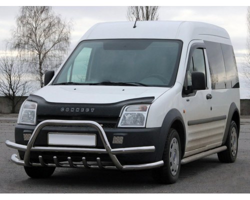 Кенгурятник з подвійними вусами WT004-Plus (нерж.) для Ford Connect 2002-2006