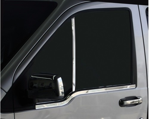 Накладка на окно-стойку (2 шт, нерж.) Carmos - Турецкая сталь для Ford Connect 2010-2013