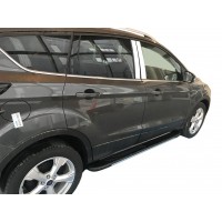 Боковые пороги Bosphorus Grey (2 шт., алюминий) С окрашенной листвой на дверях для Ford Kuga/Escape 2013-2019