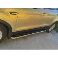Боковые пороги Maydos V2 (2 шт., алюминий + нерж) С окрашенной листвой на дверях для Ford Kuga/Escape 2013-2019