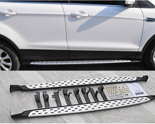 Боковые пороги OEM-V2 (2 шт., алюминий) для Ford Kuga/Escape 2013-2019 - 55382-11