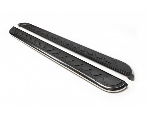 Боковые пороги Maydos V1 (2 шт., алюминий + нерж) С черной листвой на дверях для Ford Kuga/Escape 2013-2019 - 78135-11