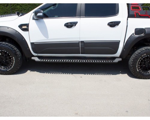 Бічні пороги Dakar Чорні V1 без підсвічування (2 шт, метал) для Ford Ranger 2011+