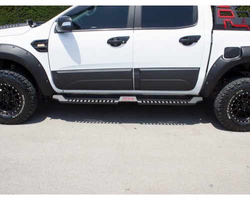 Бічні пороги Dakar Чорні V2 без підсвічування (2 шт, метал) для Ford Ranger 2011+