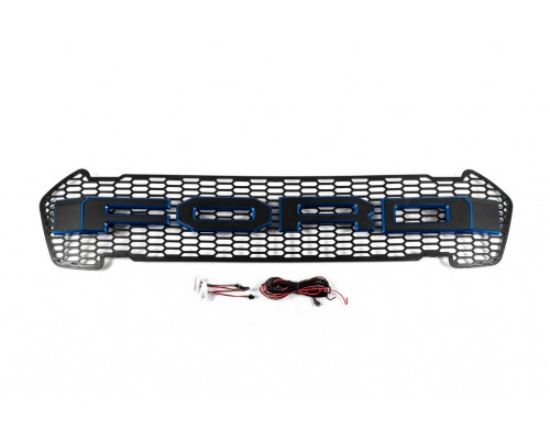 Передняя решетка (2015-2022, синий, LED) для Ford Ranger