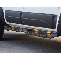 Бічні пороги Dakar Чорні V2 з підсвічуванням (2 шт, метал) для Ford Ranger 2011+