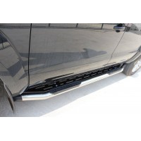 Боковые пороги Amazon Silver (2 шт, нерж) 76 мм для Ford Ranger 2011+
