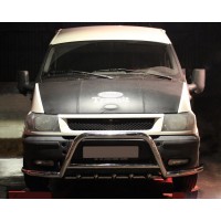 Кенгурятник з вусами WT003-Plus (2000-2006, нерж.) для Ford Transit 2000-2014