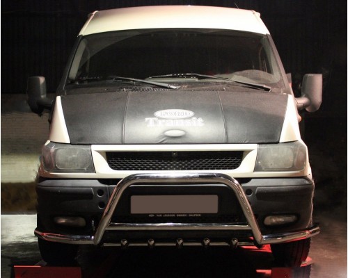 Кенгурятник з вусами WT003-Plus (2000-2006, нерж.) для Ford Transit 2000-2014