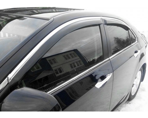 Ветровики с хром молдингом SD (4 шт, HIC) для Honda Accord VIII 2008-2012 - 78911-11