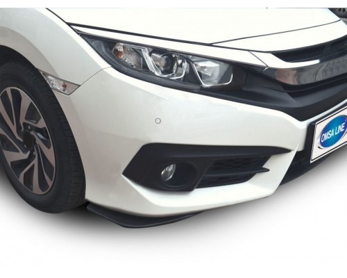 Флап накладки на передний бампер (2 шт, черный) для Honda Civic Sedan X 2016-2021 гг.