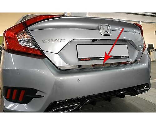 Кромка багажника (нерж) OmsaLine - Итальянская нержавейка для Honda Civic Sedan X 2016-2021 гг