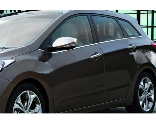 Накладки на зеркала с вырезом под поворот (2 шт, нерж) ABS - Хромированный пластик для Hyundai Accent Solaris 2011-2017 гг.