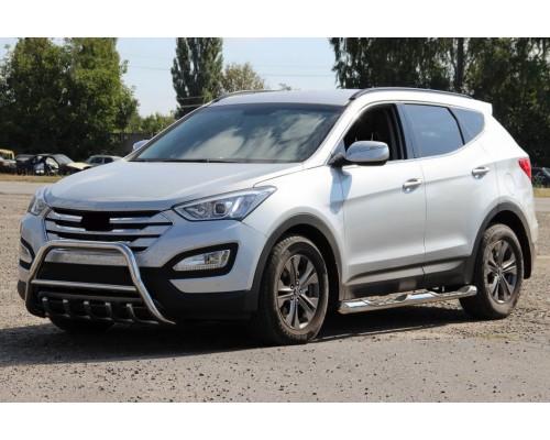 Передня дуга WT003 (нерж.) для Hyundai Santa Fe 3 2012-2018